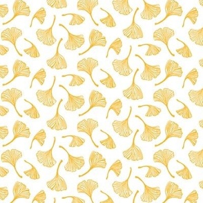 Block Print Ginkgo Leaves Yellow Gold by Angel Gerardo - Small Scale