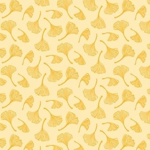 Block Print Ginkgo Leaves Saffron Gold by Angel Gerardo - Small Scale