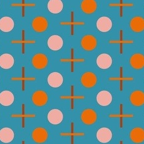 Dots and crosses / blue background