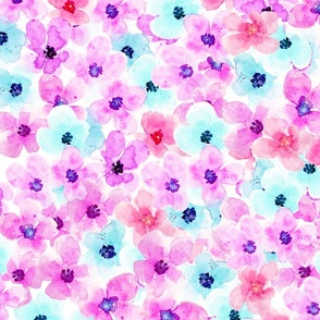 watercolor purple and blue flowers