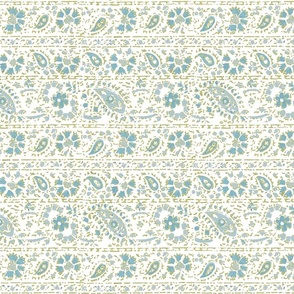 PaisleyBorderRepeat French Blue and Green 150