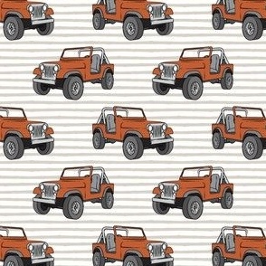 (small scale) jeep - rust orange on beige stripes C22