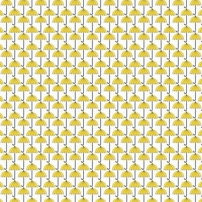 Ditsy Yellow Umbrellas - Yellow and Black on a White (Unprinted) Background