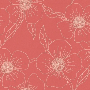 New minimal golden floral-repeat-yellow line on red earth
