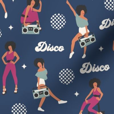 Retro disco groovy women dancers