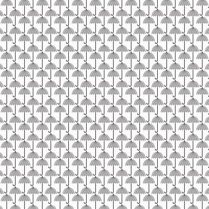 Ditsy Gray Umbrellas - Black and Gray on a White (unprinted) Background