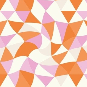 Geometric minimalist triangle swirls nineties vs seventies trend retro abstract nursery print summer pink orange