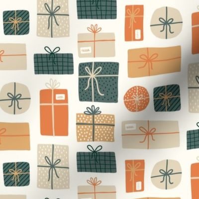 Gifts - Green Orange Soft Beige on Cream White_Large