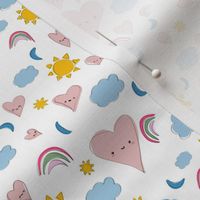 Kawaii Hearts and Rainbows- white - medium