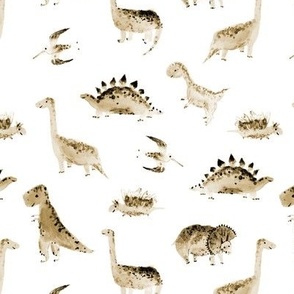 Earthy dino world - watercolor cute smiling dinosaurs a891-7