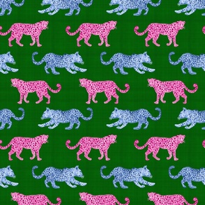 Leopard Parade Custom Pink and Blue on green copy