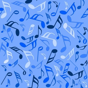 Music Notes Petal Solid Color Cobalt  Monochrome 