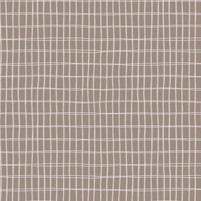Hand drawn simple grid in taupe grey and white | white  grid  lines on gray  1/4 inch