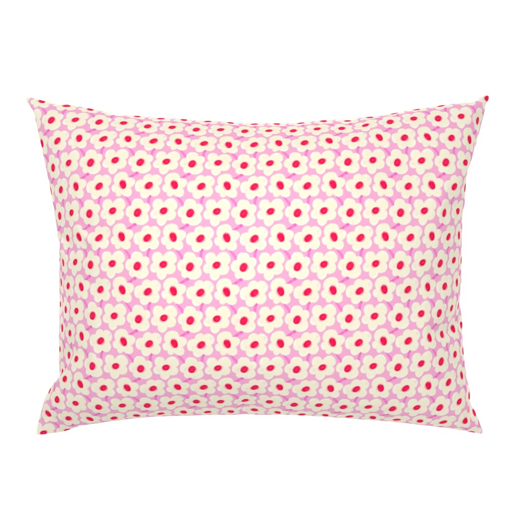 Happy Little Flower Dots With Pink Background