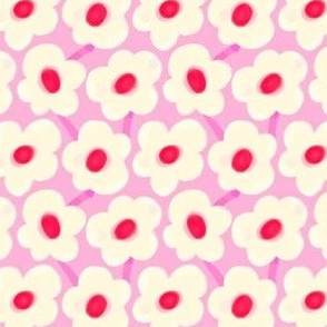 Happy Little Flower Dots With Pink Background