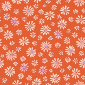 (M) Watercolour Summer Daisies on Coral