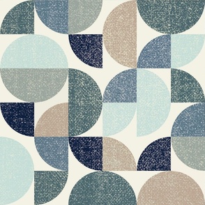 Mid Century Textured Circle Shapes, Ocean Tones by Brittanylane