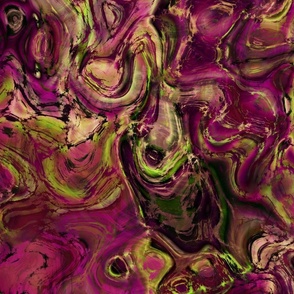 Bohemian Trippy Funky Bright Vibrant Pink and Green Marble