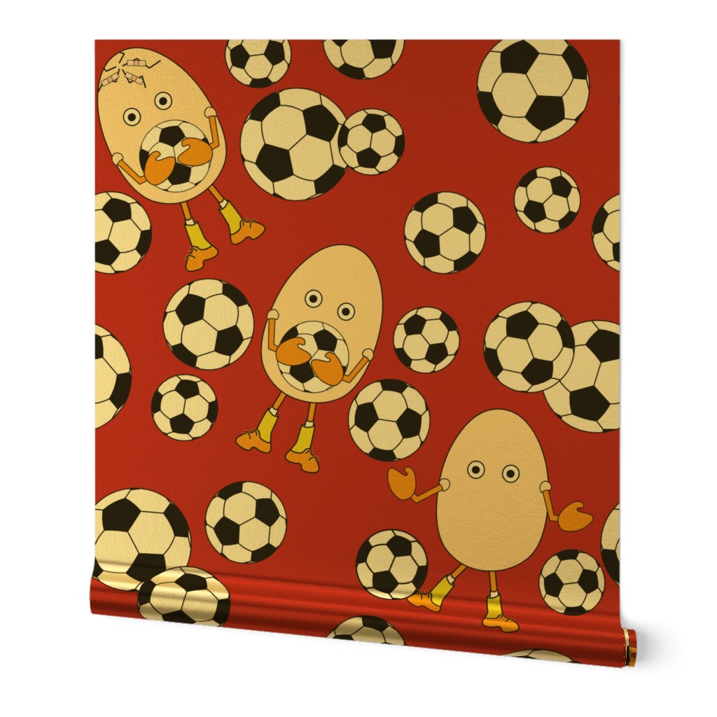 Soccer Egghead Pattern Poppy Red