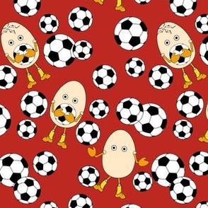 Soccer Egghead Pattern Poppy Red