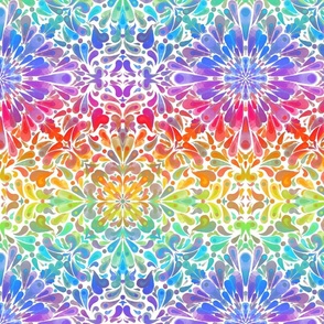 Watercolor mandala - rainbow gradient - white background