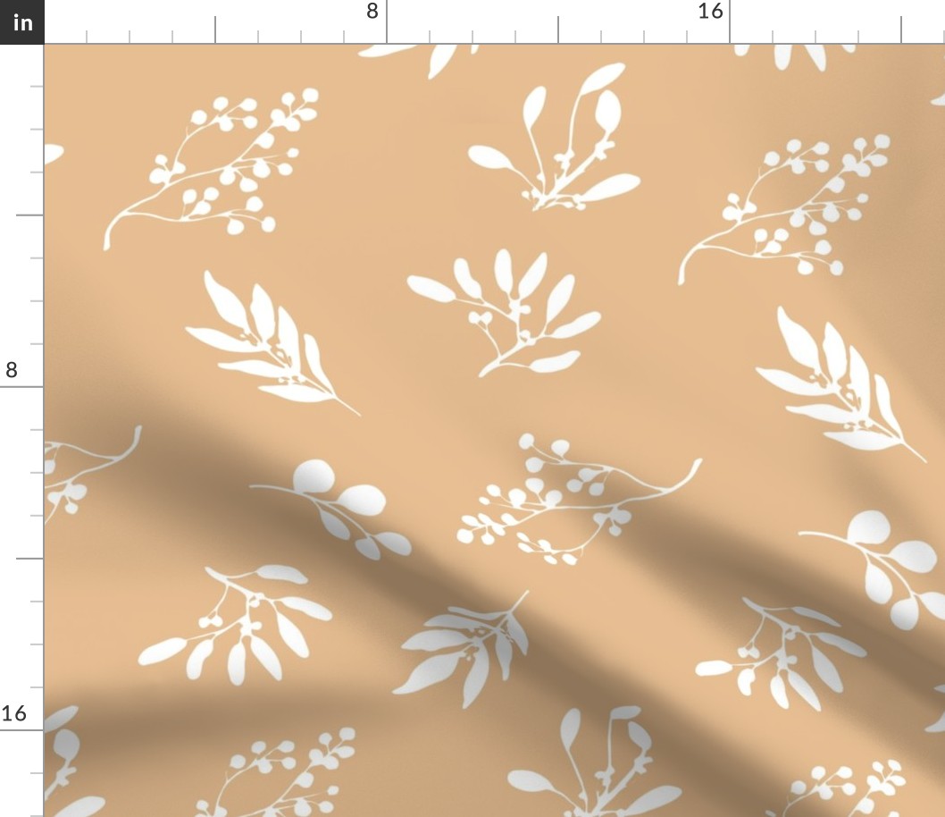 FALL WOODLAND BOTANICAL SILHOUETTE TAN 