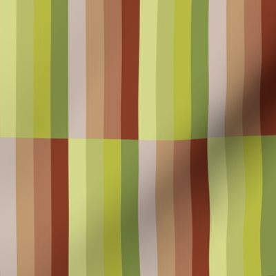 WNTQ - Striped Rectangular Checks in Olive Green and Rusty Brown