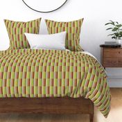 WNTQ - Striped Rectangular Checks in Olive Green and Rusty Brown