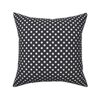 Polka Dots, White on Charcoal Black, Medium Scale 