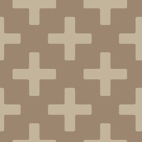 Soft beige on beige palette reminiscent of the 80s, minimalist geometric pattern of plus signs, linear, gender neutral, for sophisticated retro interiors.