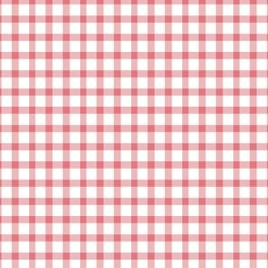 Gingham plaid, pink on white