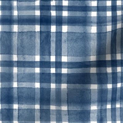 Watercolor navy blue plaid