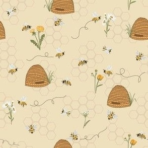 Honeybees and daisies