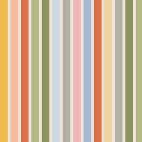 Picket fence, colorful stripes on cream
