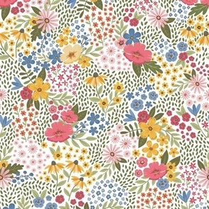 Wildflowers, colorful modern florals on white, small size