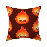 Little flame. Cute kawaii flame with smiling face. Cartoon style elements.