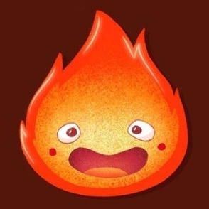 Little flame. Cute kawaii flame with smiling face. Cartoon style elements.