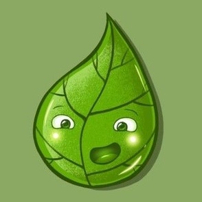 Little leaf, little plant. Cute leaf with smiling face. Cartoon style elements.