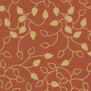[1in] Spring Leafs Vine - Gold Honey on Clay Red Rust