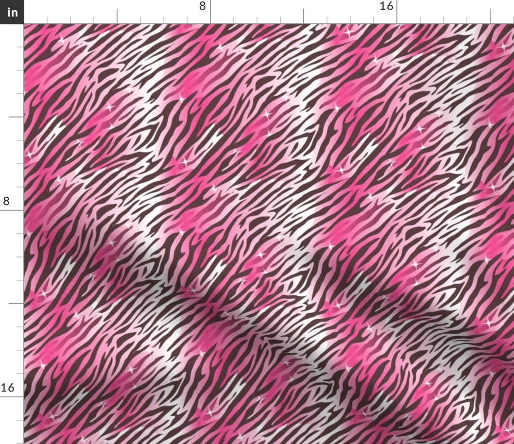 70s Groovy Zebra Tiger Print- Wild Disco- Pink- Small Scale