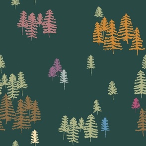 pine trees green background