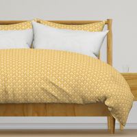 Delancy Cornflower Floral Damask - Goldenrod Yellow Faux Linen White Small Scale