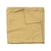 Delancy Cornflower Floral Damask - Goldenrod Yellow Faux Linen White Small Scale