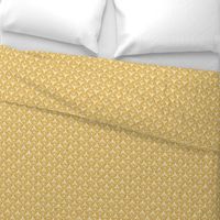 Delancy Cornflower Floral Damask - Goldenrod Yellow Faux Linen White Small Scale