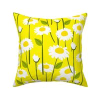 Modern Summer Daisy Flowers On Yellow