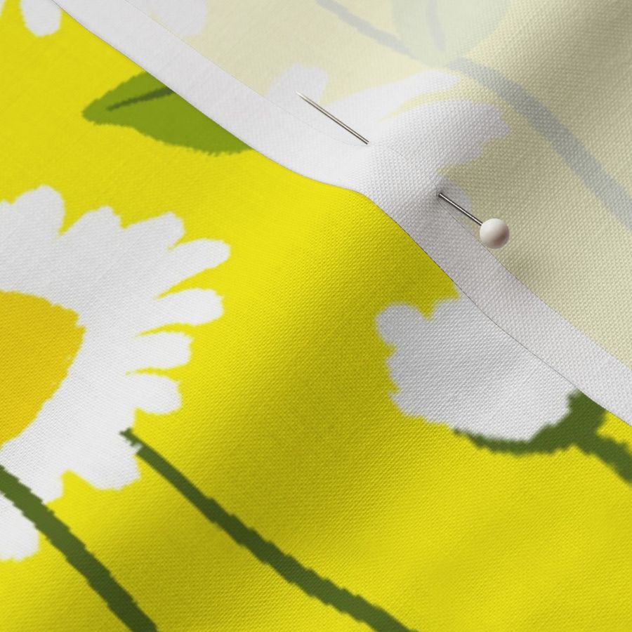 Retro Modern Summer Daisy Flowers On Yellow Repeat Pattern