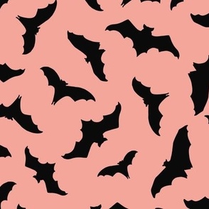 Medium // Flying Frights: Fall Halloween Black Bats - Pink