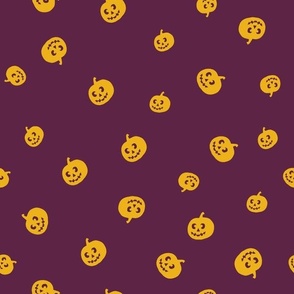 Medium // Haunted Harvest: Halloween Jack-o'-Lanterns and Carved Pumpkins - Dark Purple
