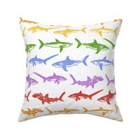 Sharks Block Print Rainbow Stripes by Angel Gerardo - Large Scale