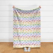 Sharks Block Print Rainbow Stripes by Angel Gerardo - Large Scale